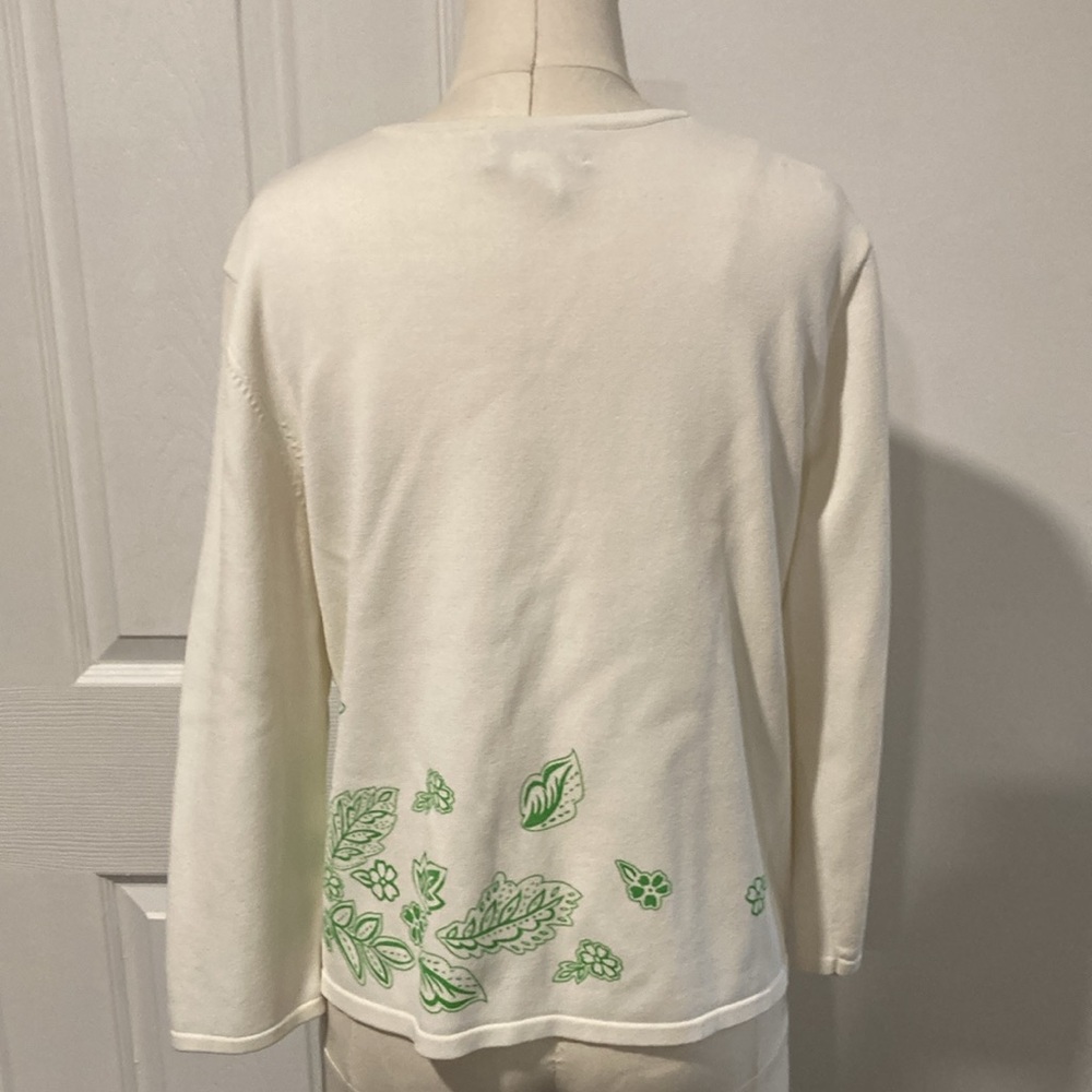 Pendleton Green Leaf Button Up Sweater Pl - image 3